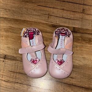 Robeez Blush Pink Baby Shoes with Heart Accent